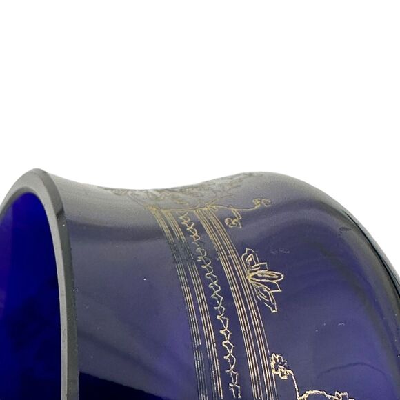 Stephens Portugal Cobalt Blue & Gold Lead Crystal Dish Tableware Decor Bowl 4" - Picture 8 of 9